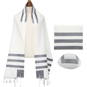 Eretz Judaica Wool "Michigan" Tallit Prayer Shawl - Grey and Silver