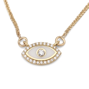 Diamond-Accented Evil Eye 14K Yellow Gold Pendant Necklace
