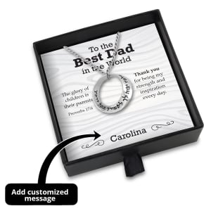 Best Dad in the World Gift Box With Sterling Silver ‘Guard You’ Mobius Strip Necklace - Add a Personalized Name For Someone Special!!!