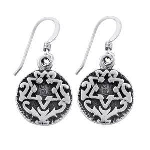 Sterling Silver Circle Star of David Earrings - Priestly Blessing