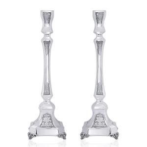 Grand 925 Sterling Silver Candlesticks With Ornate Design