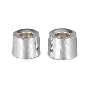 Bier Judaica Handcrafted Sterling Silver Dual Shabbat Candleholders With Hammered Finish