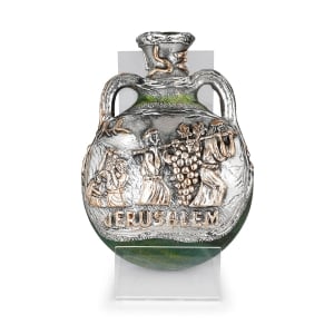 Handmade Rounded Ceramic Jug With Sterling Silver Biblical Design