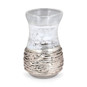 Handmade White Glass and Sterling Silver-Plated Stemless Kiddush Cup