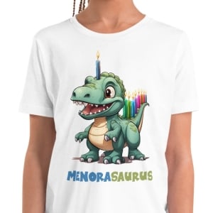 Hanukkah Menorasaurus Youth Short Sleeve T-Shirt