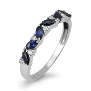 Anbinder Women's 14K White Gold Ring with Diamonds and Sapphires