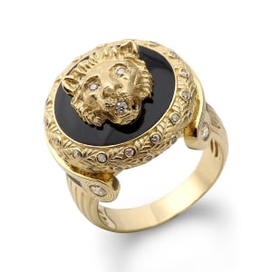 Anbinder 14K Gold Lion of Judah Diamond Men's Ring