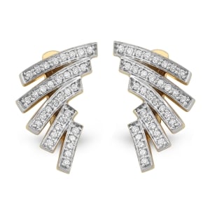 Anbinder 14K Gold Earrings with Diamond Studded Rays of Light