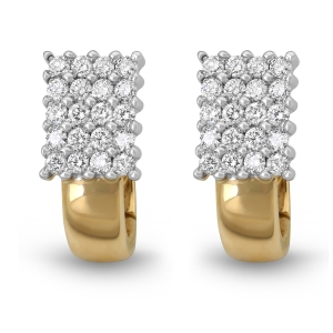Anbinder 14K Gold Rectangular Earrings Studded with Diamonds