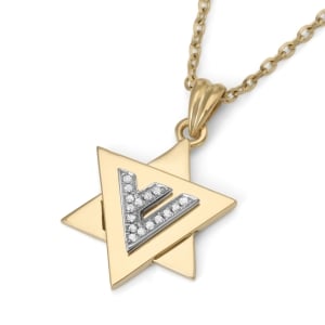 14K Gold Star of David with Diamond Shin