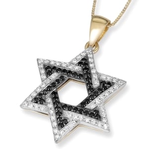 Anbinder Jewelry Two-Toned 14K Gold Star of David Pendant With White and Black Diamonds