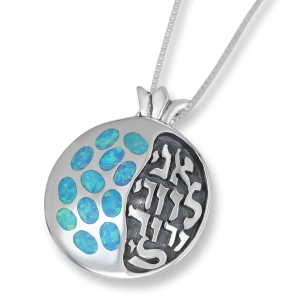 Ani Ledodi Pomegranate Sterling Silver Necklace with Blue Opal 