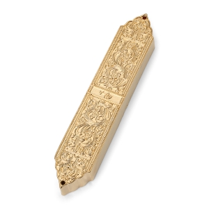 Detailed Gilded Brass Mezuzah Case - Israel Museum Collection