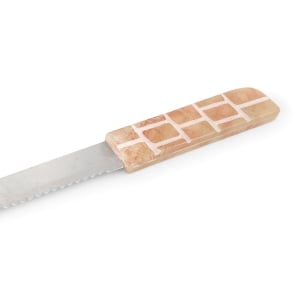 Jerusalem Stone Challah Knife With Western Wall Design (Choice of Colors)