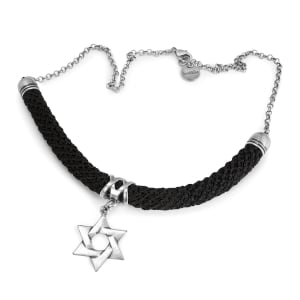 JewelRina Designer Handcrafted Star of David Necklace (Choice of Colors)