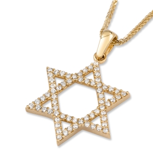 14K Gold and Cubic Zirconia Star of David (Choice of Colors)