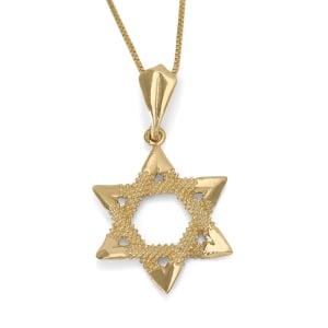 14K Gold Women’s Dotted Star of David Pendant
