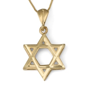 14K Gold Smooth Cut-Out Star of David Pendant
