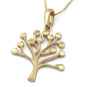 14K Gold Tree of Life Pendant Necklace