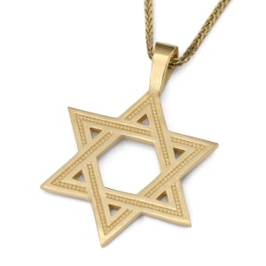 Luxurious 14K Gold Engraved Star of David Pendant Necklace