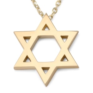 Deluxe 14K Gold Star of David Pendant Necklace - Unisex