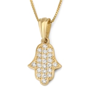 14K Gold Women's Diamond Studded Hamsa Pendant