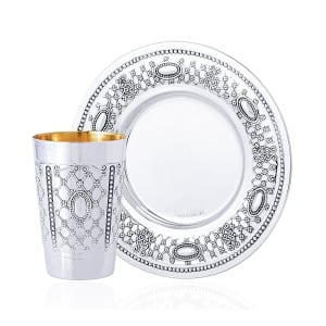 Luxurious 925 Sterling Silver Kiddush Cup Set With Ornate Designs