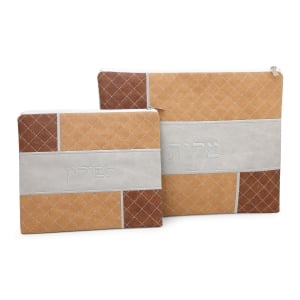 Tallit and Tefillin Bag Set In Beige and Brown