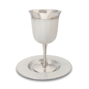 Enamel Embossed Kiddush Cup and Saucer (Choice of Colors)