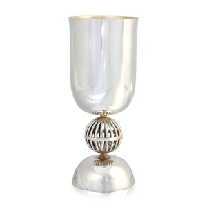 Sterling Silver Kiddush Cup with Spherical Frame Stem Design