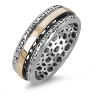 9K Yellow Gold and Sterling Silver Ana Bekoach Spinner Ring
