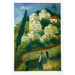 Moshe Castel - Village Around Jerusalem Original Lithograph