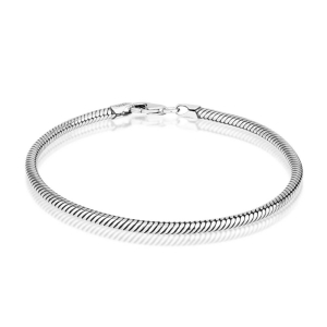 Sterling Silver Charm Bracelet - Snake Chain with Standard Clasp