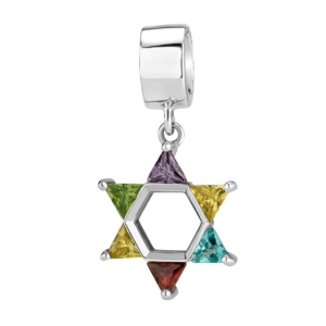 Marina Jewelry Multicolored Star of David 925 Sterling Silver Charm