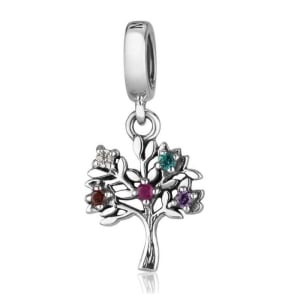 Marina Jewelry Tree of Life Sterling Silver Hanging Charm with Colorful Crystals