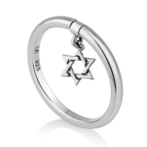Marina Jewelry Hanging Star of David Sterling Silver Ring 