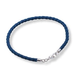 Marina Jewelry Leather Braided Bracelet with Standard Clasp - Blue