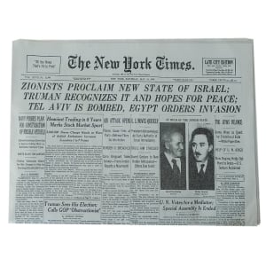 New York Times  Reprint - May 15, 1948 - Birth of Israel
