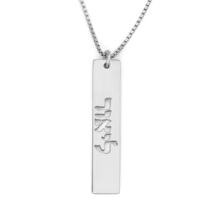 Sterling Silver or Gold Plated Vertical Bar Name Necklace