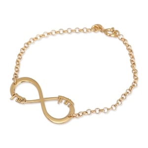 Gold Plated English / Hebrew Infinity Name Bracelet (Up To 2 Names)