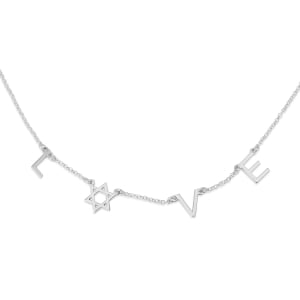 Sterling Silver LOVE with Star of David Chain Necklace
