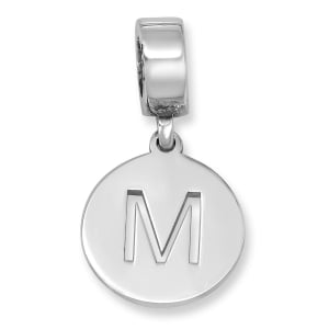Disc Sterling Silver Cut-Out Initial Charm (English / Hebrew) 