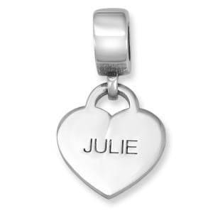 Heart Sterling Silver Name Charm (English / Hebrew) 