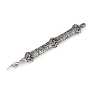 Traditional Yemenite Art Ornate Handcrafted Sterling Silver Yad (Torah Pointer) With Filigree Design