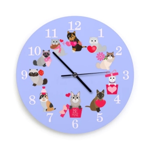 Ofek Wertman Cat Lover Wooden Clock 