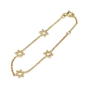 14K Yellow Gold Bracelet with Star of David Charms