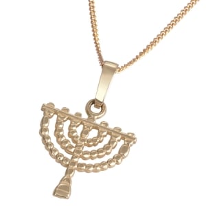 14K Gold Ornamented Menorah Pendant