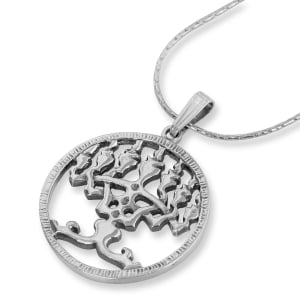 Sterling Silver Menorah Tree of Life Necklace