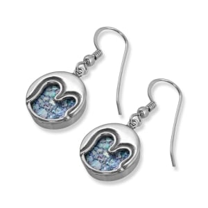 Sterling Silver and Roman Glass Waves Earrings