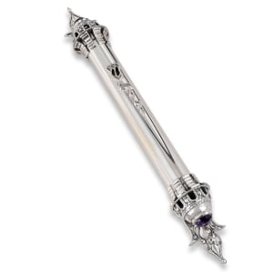 Rafael Jewelry Extra Large Crown 925 Sterling Silver and Amethyst Mezuzah Case